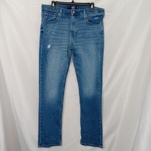 Hollister Jeans Mens 33x32 Blue Slim Straight Epic Flex Mid Rise Med Wash Y2K